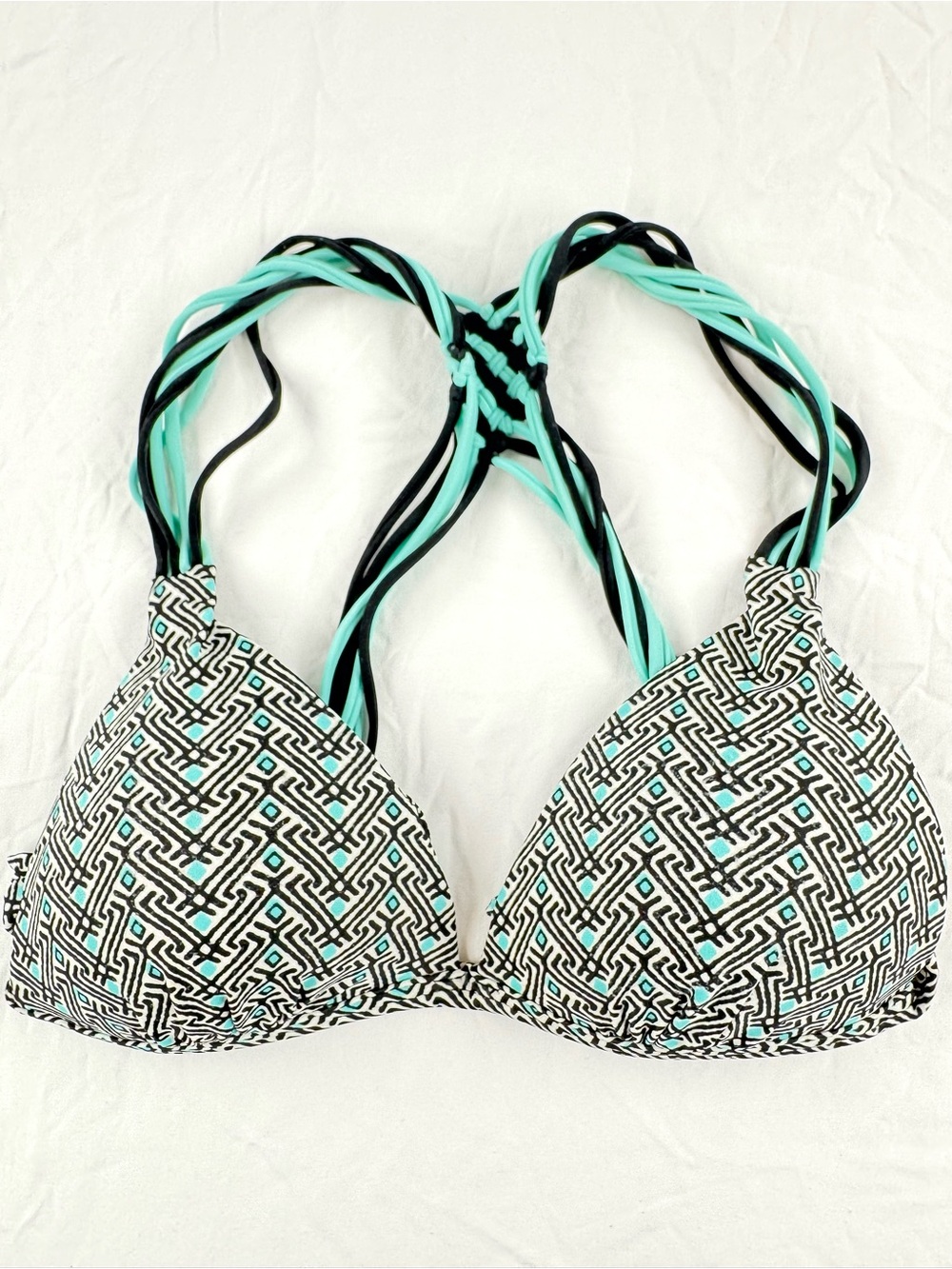 Hula Honey Geometric Print Racerback Bikini Top Size XS